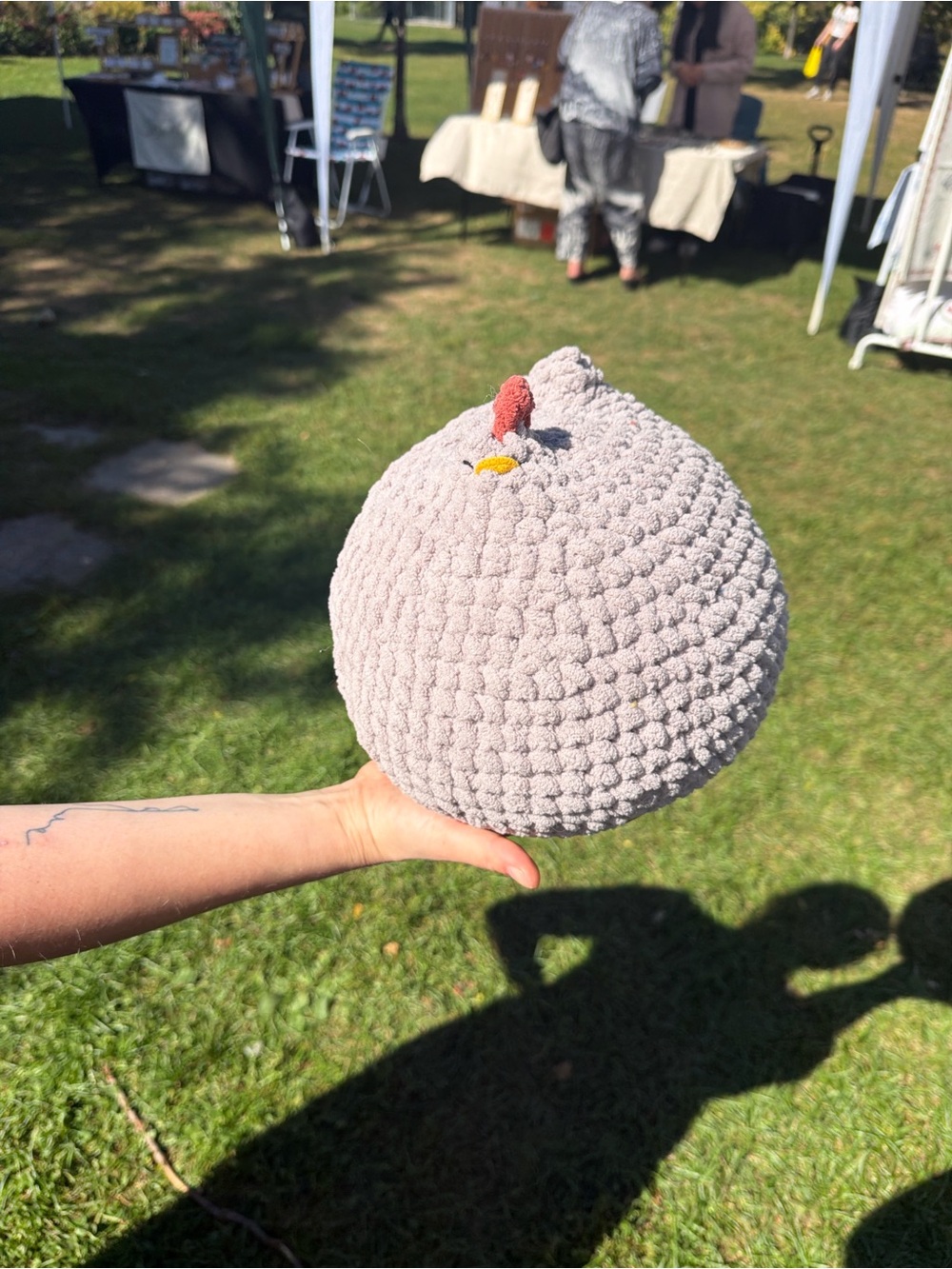 Handcrafted Plush Gray Decorative Plush Chicken - Unbranded